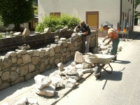 Natursteinmauer Aufbau
